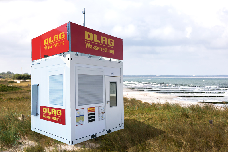 Eine mobile Wachstation am Strand 